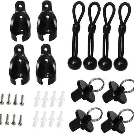 Replacement Shade Parts Bungee End Cap Kit for Exterior Cordless Roller Shades Outdoor Blinds（ 2 Sets） (Black).