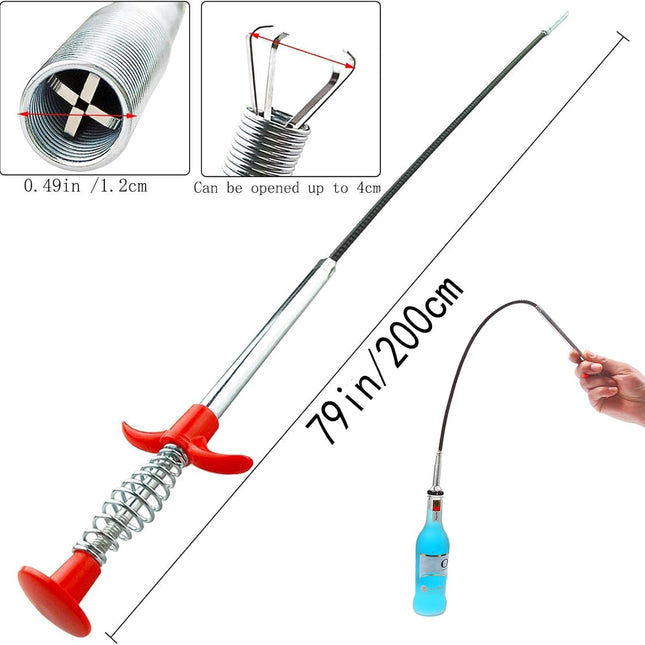 Drain Snake, Drain Clog Remover - Gutter Cleaning Tools Drain Cleaner for Toilet Sewer Shower Kitchen Bathroom Tub Clogged Drains Opener Cleaning Tool, Flexible Grabber Claw Pick Up Reacher (79 inch).