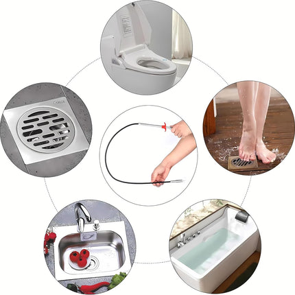 Drain Snake, Drain Clog Remover - Gutter Cleaning Tools Drain Cleaner for Toilet Sewer Shower Kitchen Bathroom Tub Clogged Drains Opener Cleaning Tool, Flexible Grabber Claw Pick Up Reacher (79 inch).