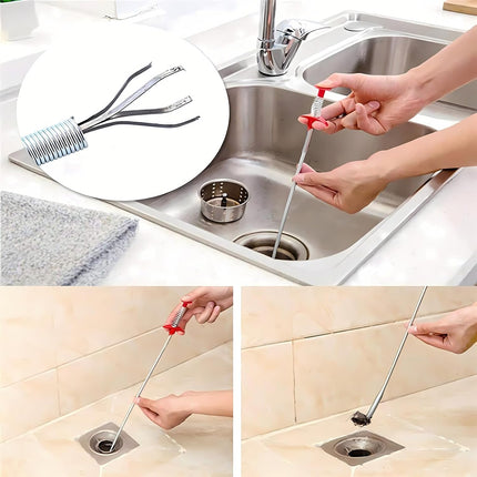 Drain Snake, Drain Clog Remover - Gutter Cleaning Tools Drain Cleaner for Toilet Sewer Shower Kitchen Bathroom Tub Clogged Drains Opener Cleaning Tool, Flexible Grabber Claw Pick Up Reacher (79 inch).
