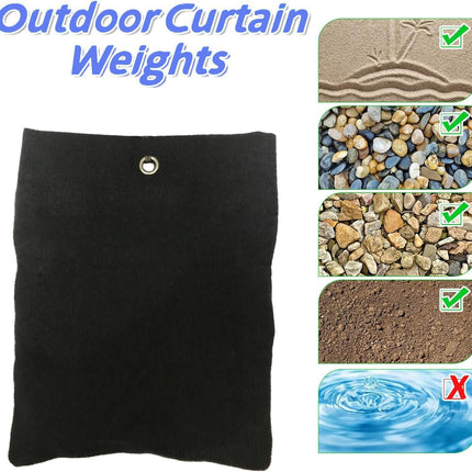 10 Pack Outdoor Curtain Weighted Blocks, 15 oz Outdoor Curtain Sandbag Weighted Bags, Curtain Bottom Weighted Bag Retainer Clips for Outdoor Curtains Gazebo Tent Tablecloths.