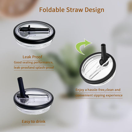 40 oz Flip Straw Lid Replacement for Stanley Tumbler, 2 Pack Spill Proof Leakproof Tumbler Lid Fit for Stanley Quencher H2.0 Cup Adventure Quencher, No Spill Cup Lids Covers with Straw- Cream.