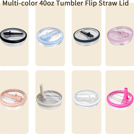 40 oz Flip Straw Lid Replacement for Stanley Tumbler, 2 Pack Spill Proof Leakproof Tumbler Lid Fit for Stanley Quencher H2.0 Cup Adventure Quencher, No Spill Cup Lids Covers with Straw- Cream.