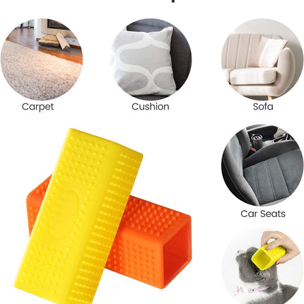 2-Pack Pet Dog Cat Hair Remover for Cars Furniture Carpet Block Roller Sofa Hollow Rubber Cleaner Brush.