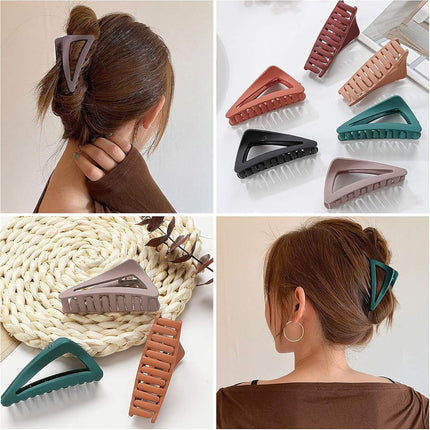 Hair Claw Clips Girls Women Nonslip French Matte Claw Clip for Thin Hair Curly Straight Long Hair - 6 Packs / Set.
