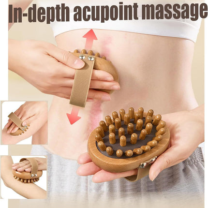 Meridian Pressure Brush, Wood Therapy Massage Tools for Belly Fat, Handheld Wooden Massager Body Brush for Cellulite Remover, Body Shaping and Muscle Pain Relief (2 PCS).