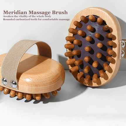 Meridian Pressure Brush, Wood Therapy Massage Tools for Belly Fat, Handheld Wooden Massager Body Brush for Cellulite Remover, Body Shaping and Muscle Pain Relief (2 PCS).
