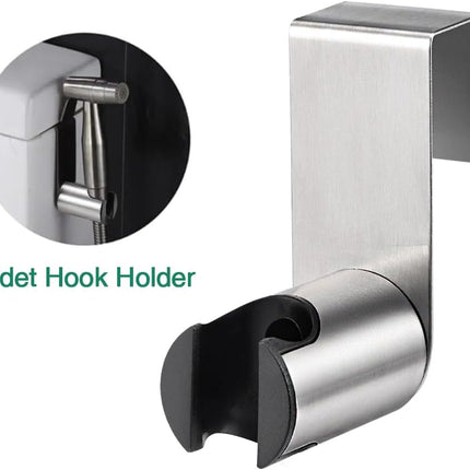 Stainless Steel+ABS Holder Hook Hanger for Hand Shower Toilet Bidet Sprayer Brushed Nickel.