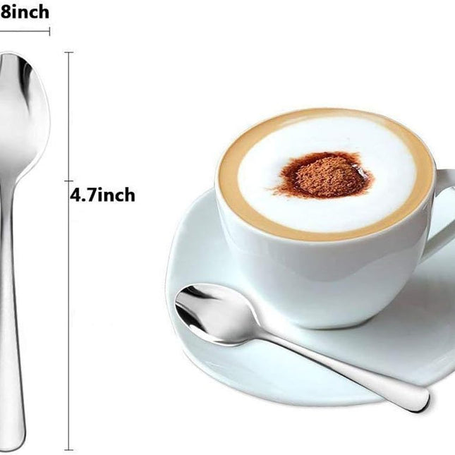 Demitasse Espresso Spoons Set of 6, Mini Coffee Spoon, 18/10 Stainless Steel Small Spoons for Dessert, Tea, Appetizer, 4.7.
