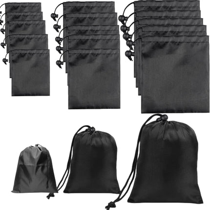 Drawstring Bag String Bag - 15Packs 3Sizes Nylon Cinch Ditty Stuff Pouch with Toggle for Gym, Luggage, Storage, Shoes, Travel.