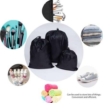 Drawstring Bag String Bag - 15Packs 3Sizes Nylon Cinch Ditty Stuff Pouch with Toggle for Gym, Luggage, Storage, Shoes, Travel.