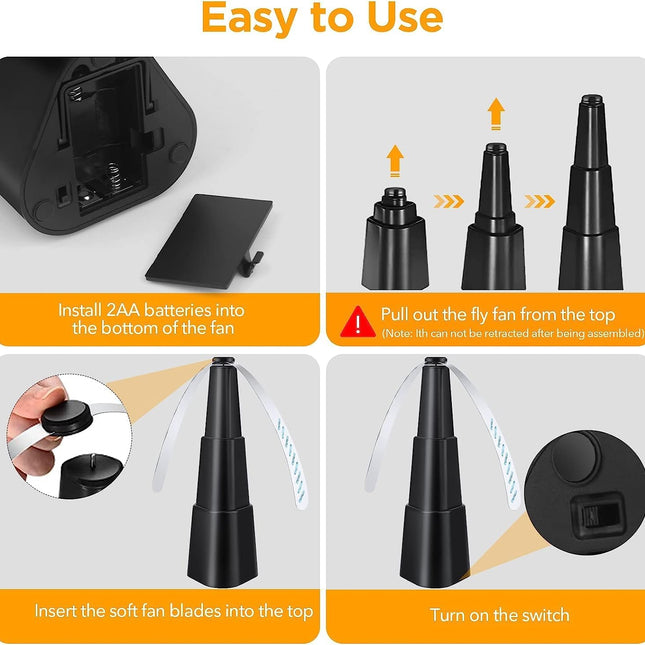 2 Pcs Picnic Fly Fans for Tables,Fly Repellent Fan Indoor Outdoor with Holographic Blades Keep Flies Away,Suitable for Picnic, Party, Restaurant, Kitchen.
