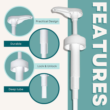 Gallon Pump Dispenser for Glass or Plastic Bottles - Heavy-Duty Leak Proof for Commercial and Household Use - 1 Gallon Jug - Non-BPA (Pack of 2).