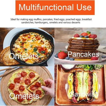 Large 2 Packs 8" Omelette Ring for Griddle,Stainless Steel 8 Inch Griddle Omelet Rings,Non-Stick Pancake Egg Ring Round Omelette Rings Omelet Mold Muffin Mold Silicone Handle.