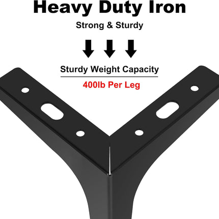 6 Inch Metal Furniture Legs - Set of 4 Modern Iron Diamond Triangle Feet, Black, for Sofa, Cabinet, Chair, Bed, and More.