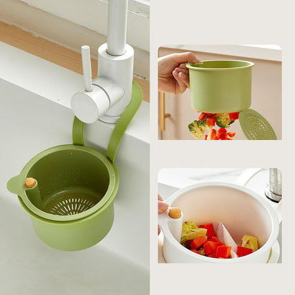 Kitchen Sink Strainer Basket, Faucet Hanging Filter Basket, 2025 Kitchen Sink Food Waste Catcher Faucet Hanging, Sink Trash Catcher for Garbage Leftovers (Green).