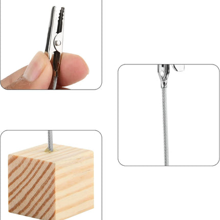 12 Pcs Wooden Memo Clips Holder Table Numbers Place Card Holders Lightweight Wood Cube Base, Memo Photo Picture Paper Note Clip with Alligator Clip Clasp for Displaying Number Cardsr.