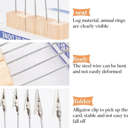 12 Pcs Wooden Memo Clips Holder Table Numbers Place Card Holders Lightweight Wood Cube Base, Memo Photo Picture Paper Note Clip with Alligator Clip Clasp for Displaying Number Cardsr.