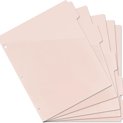 A4 Binder Pockets Dividers with Pockets Plastic 6-Ring Binder Divider Bags, Sturdy 3 Holes 5-Tab Dividers Inserts for Journal, Loose Leaf Planner Office, School and Home Supplies (A4-Pink).