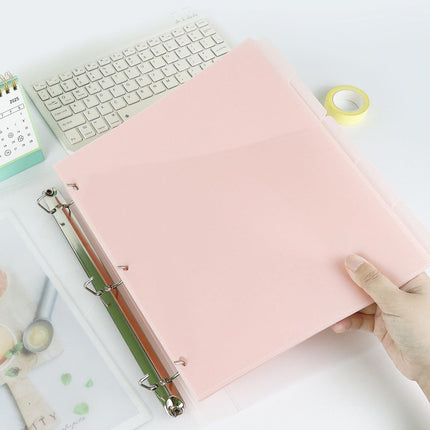 A4 Binder Pockets Dividers with Pockets Plastic 6-Ring Binder Divider Bags, Sturdy 3 Holes 5-Tab Dividers Inserts for Journal, Loose Leaf Planner Office, School and Home Supplies (A4-Pink).
