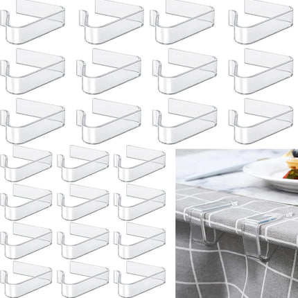 Table Cloth Clips, 24PCS Plastic Transparent Picnic Tablecloth Clips Large Windproof for Christmas Home Wedding Party Indoor Outdoor Camping(2 Sizes).