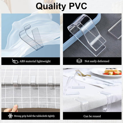 Table Cloth Clips, 24PCS Plastic Transparent Picnic Tablecloth Clips Large Windproof for Christmas Home Wedding Party Indoor Outdoor Camping(2 Sizes).