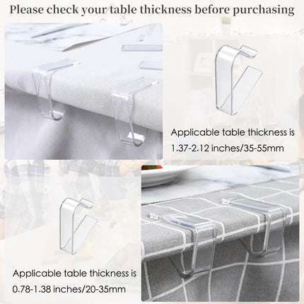 Table Cloth Clips, 24PCS Plastic Transparent Picnic Tablecloth Clips Large Windproof for Christmas Home Wedding Party Indoor Outdoor Camping(2 Sizes).