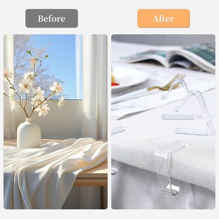 Table Cloth Clips, 24PCS Plastic Transparent Picnic Tablecloth Clips Large Windproof for Christmas Home Wedding Party Indoor Outdoor Camping(2 Sizes).
