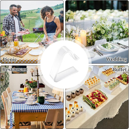 Table Cloth Clips, 24PCS Plastic Transparent Picnic Tablecloth Clips Large Windproof for Christmas Home Wedding Party Indoor Outdoor Camping(2 Sizes).