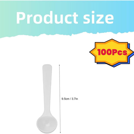 Measuring Spoons Set, 100Pcs PVC Fertilizer Spoon, High Temperature Resistance Measuring Spoon Long Handle Scoop, Small Tablespoon Measurement Spoon Set for Gardening 2ml/1g.