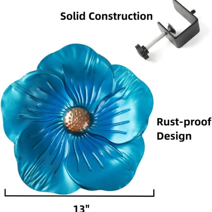 Deck Mounted Bowl Bird Bath for Railing Large 33cm Balcony Clearance Modern Bird Waterer with Stake Clam for Outdoors Garden.
