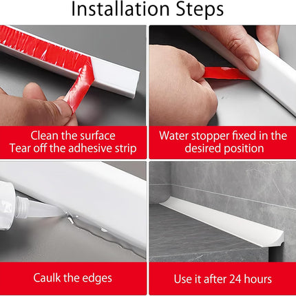 98 Inch Water Barrier for Sink,Silicone Shower Water Barrier Threshold Water Dam Self Adhesive Sealant Strip Bottom Seal Strip Corner Shower Water Guard for Bathroom Floor Bathtub Kitchen Countertop.