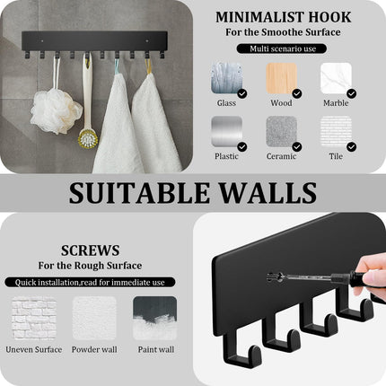 Wall Mount Key Holder with 10 Hooks – Key Rack for Entryway, Hallway, Office, Kitchen – Screw Mounted, Durable Key Organizer.