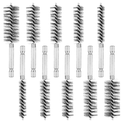 10 Pieces of Wire Brush Drilling Cleaning Brush Set, Stainless Steel Hole Cleaning Brush, 1/4 Inch Hexagonal Handle Tube Cleaning Drill Bit Wire Brush.