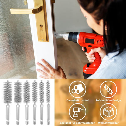 10 Pieces of Wire Brush Drilling Cleaning Brush Set, Stainless Steel Hole Cleaning Brush, 1/4 Inch Hexagonal Handle Tube Cleaning Drill Bit Wire Brush.