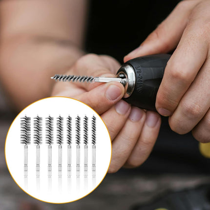 10 Pieces of Wire Brush Drilling Cleaning Brush Set, Stainless Steel Hole Cleaning Brush, 1/4 Inch Hexagonal Handle Tube Cleaning Drill Bit Wire Brush.