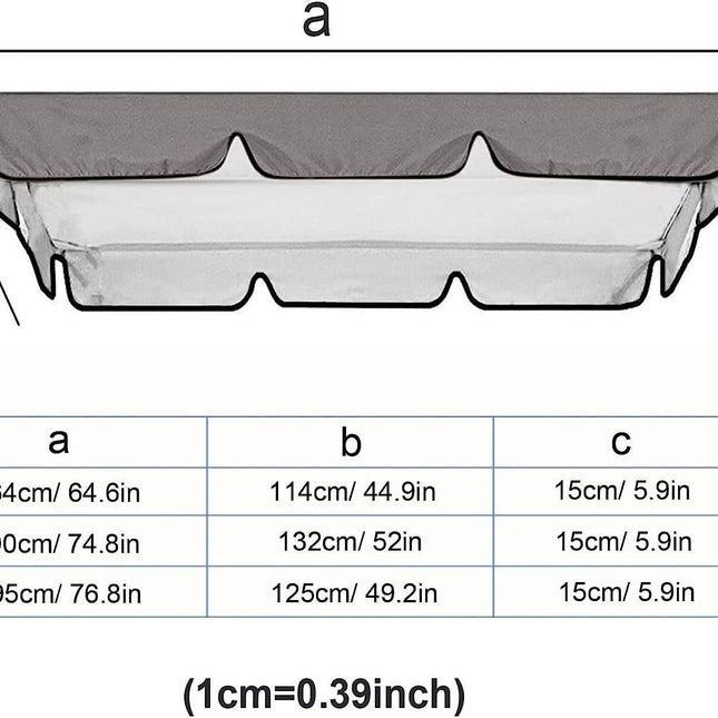 Porch Swing Canopy, Outdoor Swing Cover Replacement Canopy, Swing Canopy Cover Replacement 420D, Top for Porch Patio Garden Pool Seat(Grey,65x45x6inch).