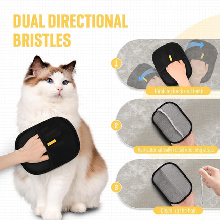 Double-Sided Pet Grooming Gloves - Electrostatic Hair Removal Tool, Cat & Dog Grooming (Plus size(2pcs)).