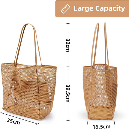 Oversized Beach Tote Bag, Semi Mesh Tote Bag Foldable MAX 35L Laundry Tote Bag For Beach Picnic Laundry Vacation.