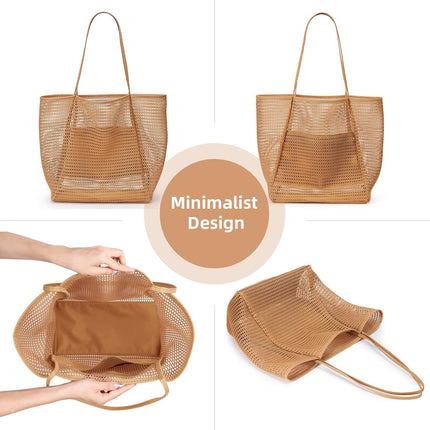 Oversized Beach Tote Bag, Semi Mesh Tote Bag Foldable MAX 35L Laundry Tote Bag For Beach Picnic Laundry Vacation.