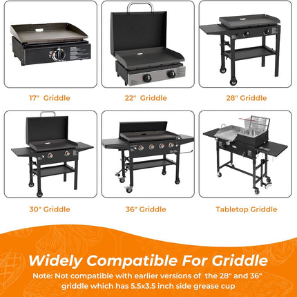 Silicone Grease Cup Liners 2-Pack: Blackstone Griddle Accessories - Reusable Foldable Drip Pan Liners for 17"/28"/36" Blackstone Griddle BBQ Grease Catcher Cup Protection（Orange.