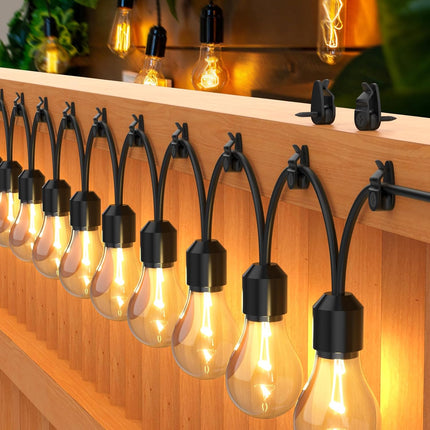 Outdoor String Lights Clips, Weatherproof Cable Hanger Hooks for Hanging Fairy Lights, Holiday Decor - Black, 50 Pack.