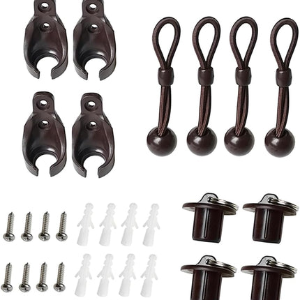 Replacement Shade Parts Bungee End Cap Kit for Exterior Cordless Roller Shades Outdoor Blinds（ 2 Sets）(Brown).