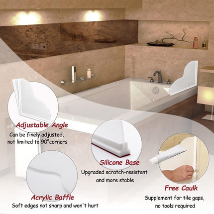 Shower Splash Guard Kit, Large Splash Guards for Bathtub Waterproof Self-Adhesive Shower Corner Guards to Keep Water in Shower or Bath, Pack of 2 (9.25 x 9.25 inches).