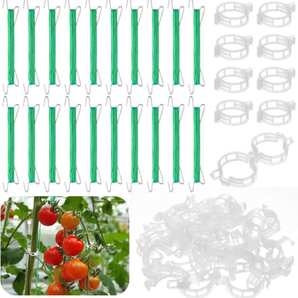 20 PCS Tomato Holder Hooks with String, Tomato Support Hooks Plant Support Clips, 33ft Rope, Vine Crop Trellis Prevent Garden Vegetable from Pinching Falling Off.