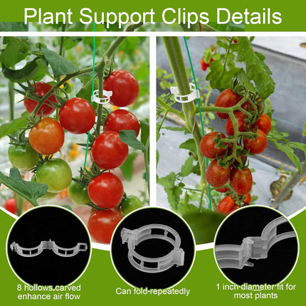 20 PCS Tomato Holder Hooks with String, Tomato Support Hooks Plant Support Clips, 33ft Rope, Vine Crop Trellis Prevent Garden Vegetable from Pinching Falling Off.
