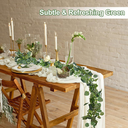 Eucalyptus Garlands, 2 Packs 5.8FT Long Faux Eucalyptus Leaves Garland Plant, Artificial Imitation Silver Dollar Eucalyptus Leaves and Vines (2).