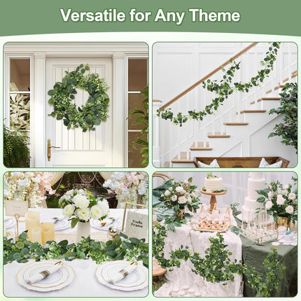 Eucalyptus Garlands, 2 Packs 5.8FT Long Faux Eucalyptus Leaves Garland Plant, Artificial Imitation Silver Dollar Eucalyptus Leaves and Vines (2).