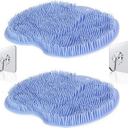 2 Pcs Large Shower Foot Scrubber Mat Cleans, Exfoliation, Shower Foot Massager Scrubber, Foot Cleaner Massage Mat with Non Slip Suction Cups, Improve Circulation Relieve Tired and Pain （BLUE）.