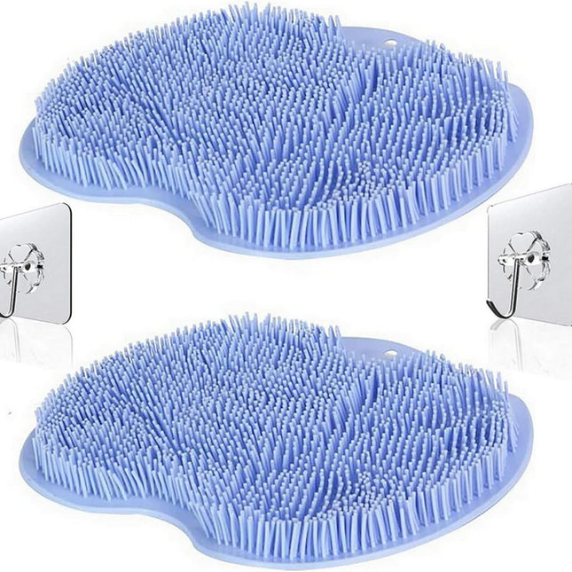 2 Pcs Large Shower Foot Scrubber Mat Cleans, Exfoliation, Shower Foot Massager Scrubber, Foot Cleaner Massage Mat with Non Slip Suction Cups, Improve Circulation Relieve Tired and Pain （BLUE）.